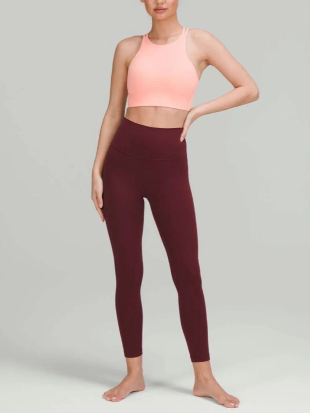 Lululemon Like a Cloud High-Neck Longline Bra in Dew Pink Size 6 B/C Cup